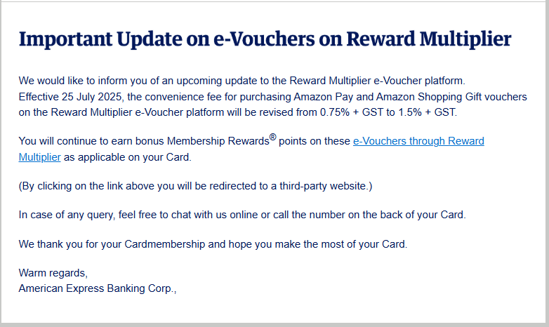 See, here’s the thing -
Either offer reasonable reward multipliers or just don’t offer them at all.

This loop of hyping reward multipliers and then slapping a convenience fee on it is just... broken.