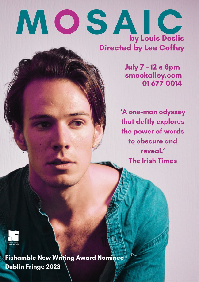 WainBright's tweet image. Following on from a Dublin Fringe run and a Fishamble New Writing Award nomination, Louis Deslis brings his show Mosaic, back to @smockalley where it all started.
Directed by @LeeCoffey7.
July 7 - 12 at Smock Alley Theatre, tickets + info:
smockalley.ticketsolve.com/ticketbooth/sh…