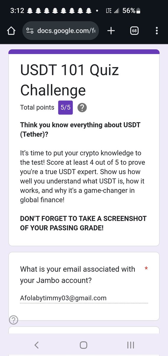 _blackfay's tweet photo. I just aced the #USDT101 Quiz by @jambotechnology 💡 Download the JamboApp to learn and earn like me! https://t.co/UbZBEEc37s