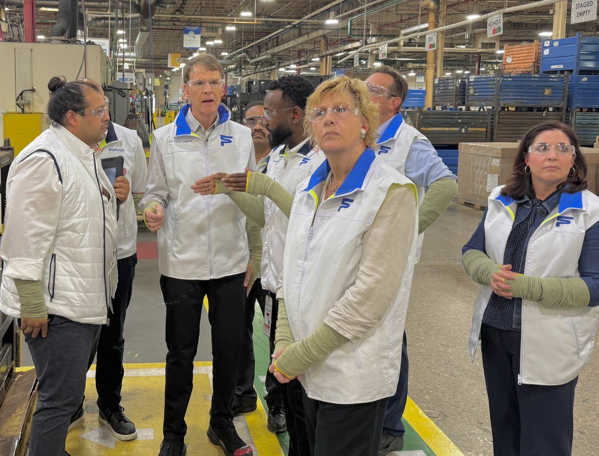.<a href="/forviagroup_/">FORVIA</a>..a company that a lot of folks may not have heard of…is manufacturing in 40 countries around the globe — and in Columbus, Indiana. I toured their Gladstone plant with Mayor Mary Ferdon and Rep. Ryan Lauer as we learned more about Forvia’s local contribution to the