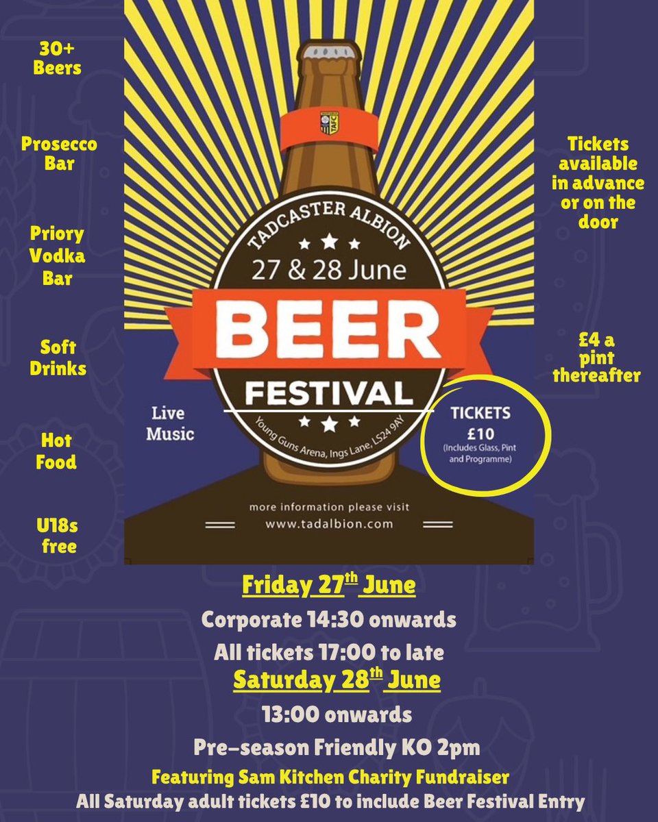 🎉 Competition time

Like and share to be in with a chance of winning a pair of tickets to Saturday…..and come and enjoy a few beers with us 🍻 
Or Prosecco 🥂 
Or Priory Vodka 🍹 

#ATAW