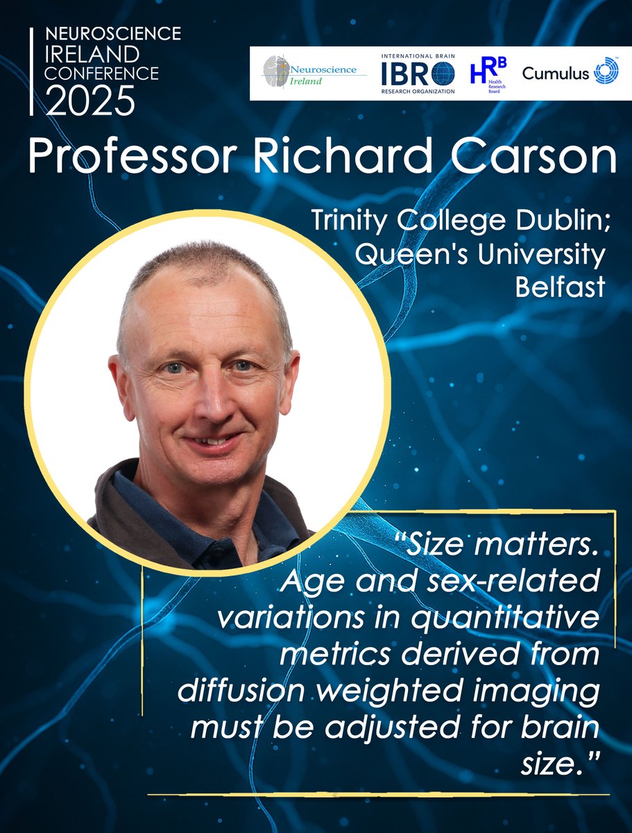 Neuroscience Ireland (@neuroscienceirl) on Twitter photo Welcome Professor Richard Carson, Chair in Cognitive Neuroscience of Ageing at <a href="/TCINeuroscience/">Institute of Neuroscience, Trinity College (TCIN)</a>, to #NSI2025! A recognised expert in fPET, neuroimaging, brain mapping, he’ll present on how brain size differences impact diffusion metrics in imaging studies:
neuroscienceireland.com/nsi-2025-richa… Welcome Professor Richard Carson, Chair in Cognitive Neuroscience of Ageing at <a href="/TCINeuroscience/">Institute of Neuroscience, Trinity College (TCIN)</a>, to #NSI2025! A recognised expert in fPET, neuroimaging, brain mapping, he’ll present on how brain size differences impact diffusion metrics in imaging studies:
neuroscienceireland.com/nsi-2025-richa…