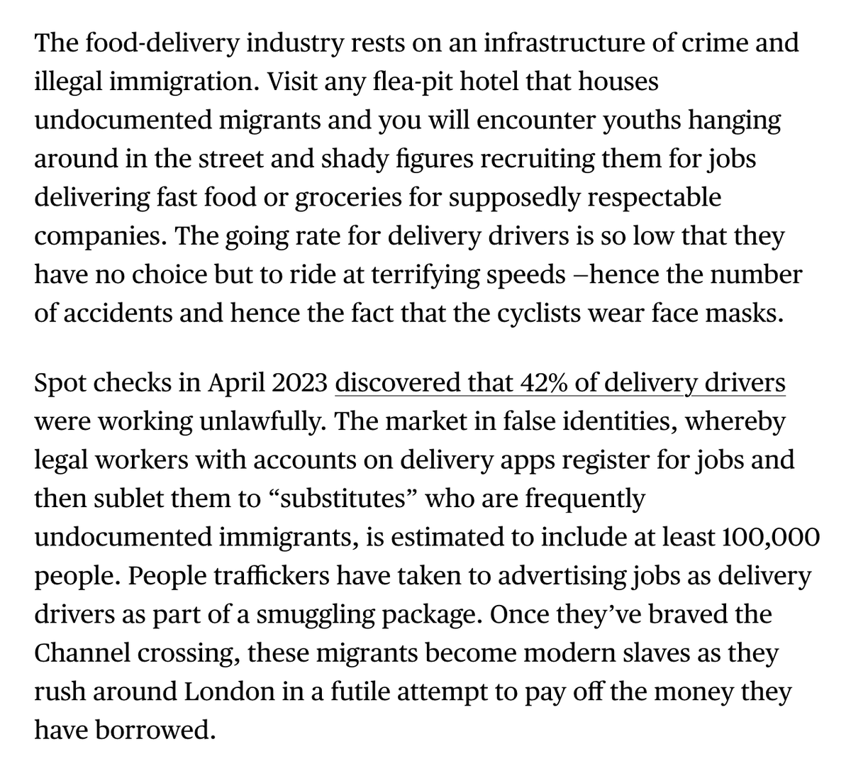 Not sure it is sufficiently acknowledged how much migration is being driven by the expectation that food should be delivered to your door.