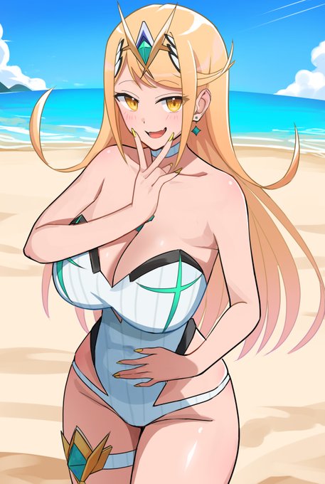 ギャルピースヒカリちゃん✌👙
日焼け無しバージョン
Mythra (gal style, no tan) 