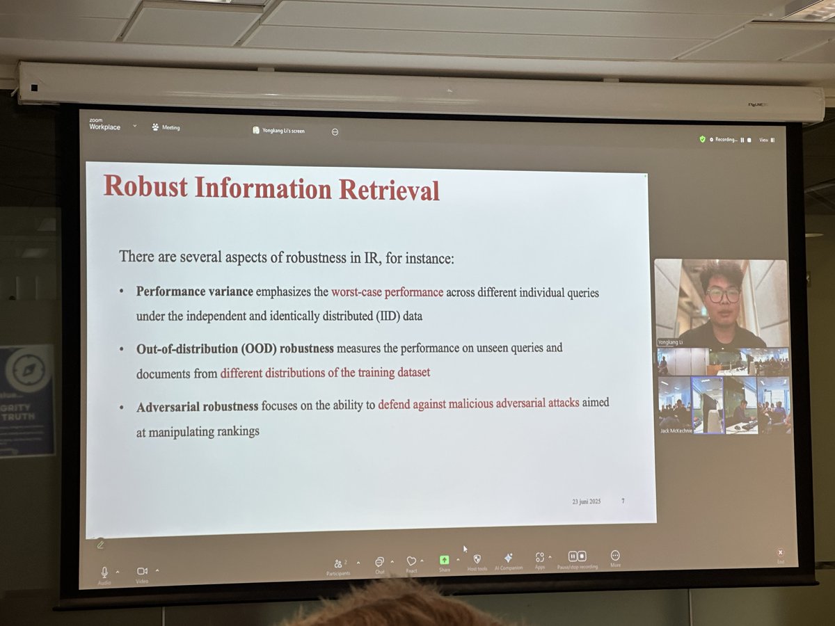 Jack McKechnie (@jackmck1999) on Twitter photo Today, Yongkang Li <a href="/li_yongkang6/">Li Yongkang</a> from the University of Amsterdam <a href="/irlab_amsterdam/">The IRLab at the University of Amsterdam</a> is giving an #IRTalk entitled "Robust Information Retrieval from the Perspective of Corpus Poisoning Attacks". Details: samoa.dcs.gla.ac.uk/events/viewtal…
<a href="/GlasgowCS/">UofG Computing Science</a>
<a href="/ir_glasgow/">Glasgow IR Group</a> Today, Yongkang Li <a href="/li_yongkang6/">Li Yongkang</a> from the University of Amsterdam <a href="/irlab_amsterdam/">The IRLab at the University of Amsterdam</a> is giving an #IRTalk entitled "Robust Information Retrieval from the Perspective of Corpus Poisoning Attacks". Details: samoa.dcs.gla.ac.uk/events/viewtal…
<a href="/GlasgowCS/">UofG Computing Science</a>
<a href="/ir_glasgow/">Glasgow IR Group</a>