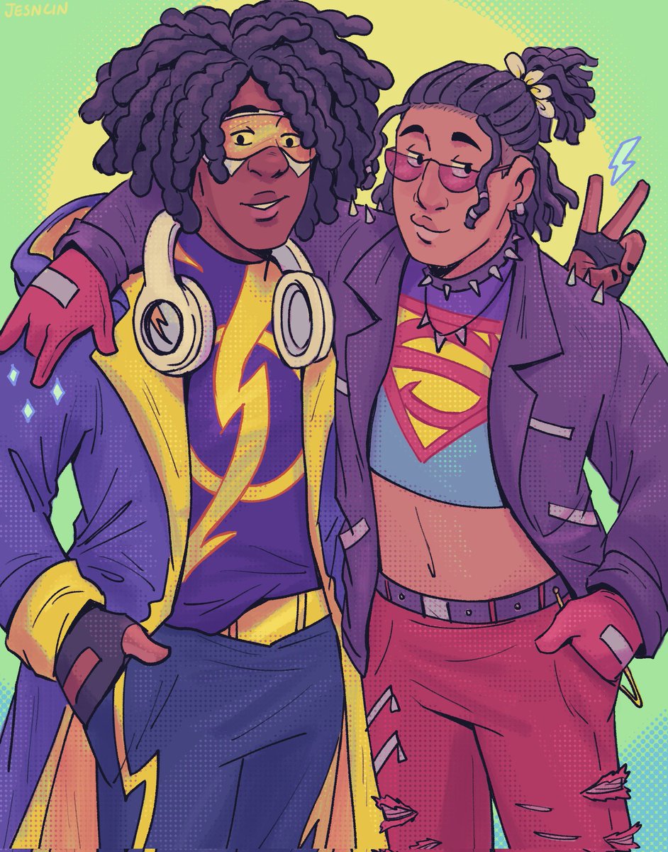 「Static Shock and Superboy hanging out fo」|Jes & Cinのイラスト