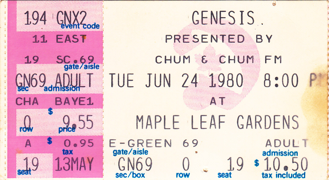 Toronto Concert History: 45 years ago this week - June 23 &amp; 24, 1980 - Genesis play Maple Leaf Gardens. The Duke Tour. I have two nights in my notes but some sources also say just one night?