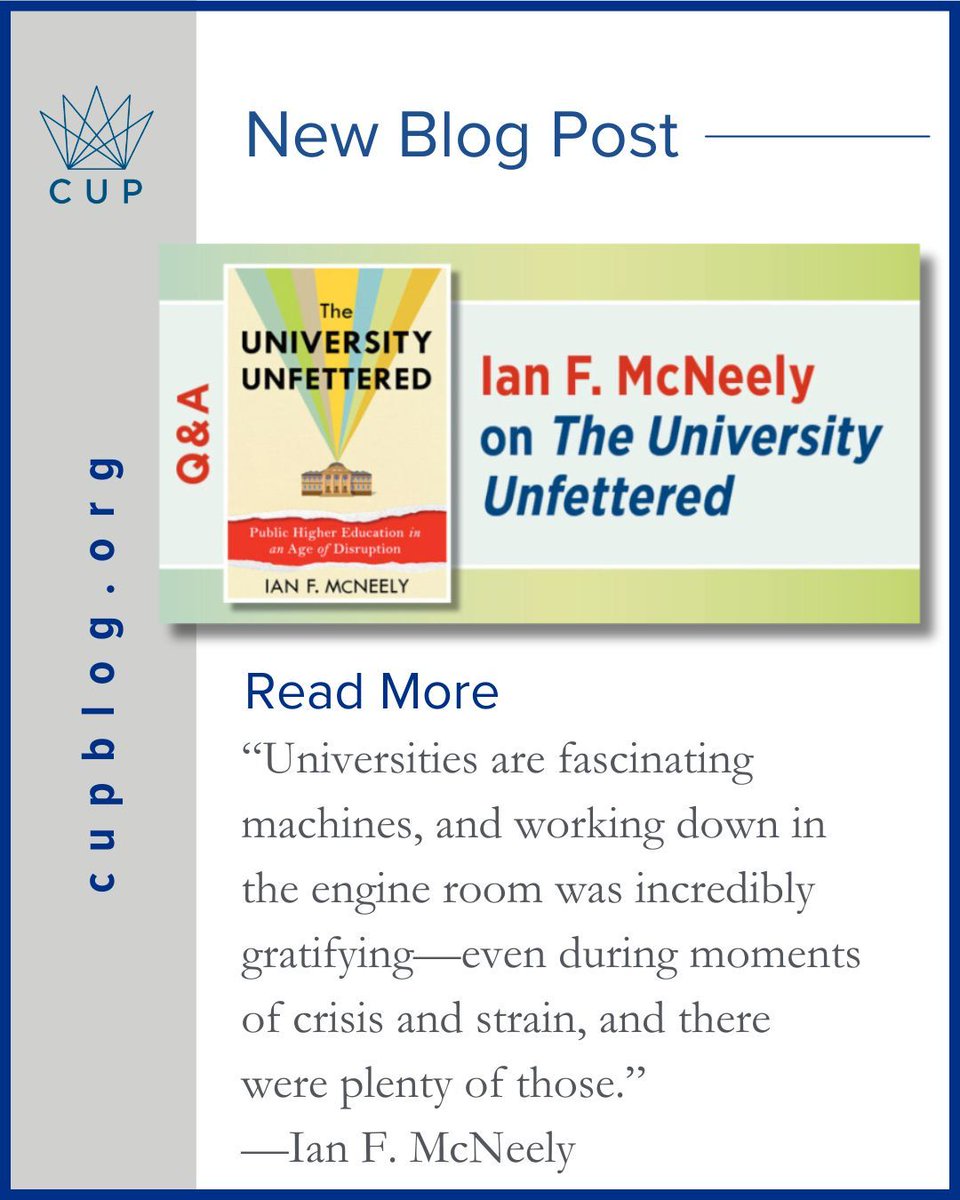 "Universities are fascinating machines, and working down in the engine room was incredibly gratifying—even during moments of crisis and strain, and there were plenty of those."— Ian F. McNeely buff.ly/9lKtgrV #HigherEd #HigherEducation #AcademicFreedom  #EducationReform