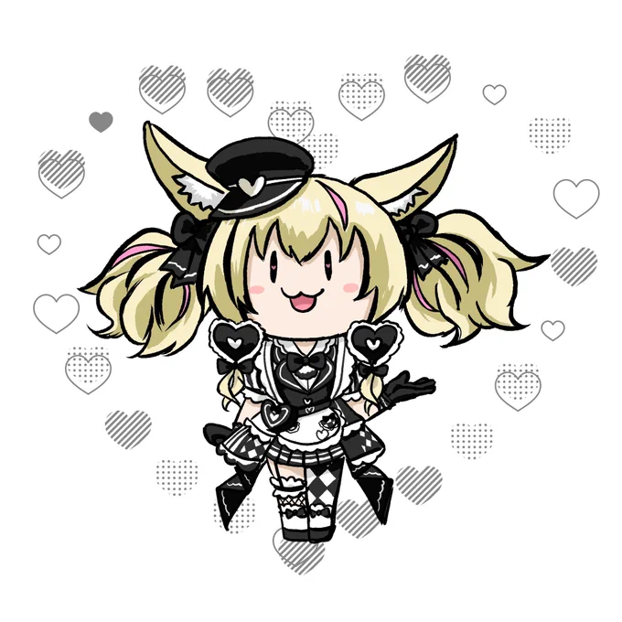 ダイナー衣装ポルカのモノクロが好きなんだ #絵まる