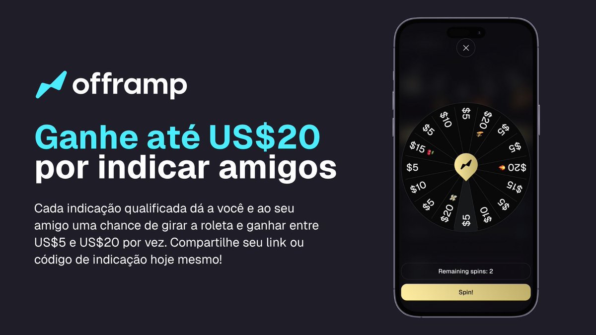 GM 💙

O novo jogo de Indicações da Offramp já está no ar!

Agora você pode ganhar até US$20 sempre que indicar um amigo. 💸

Veja como funciona 🧵👇