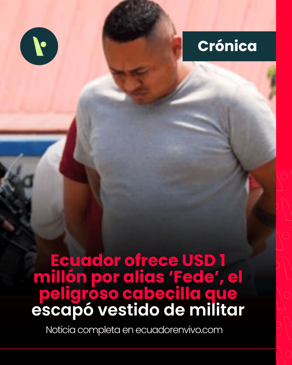 ecuadorenvivo's tweet photo. El Estado ofrece USD 1 millón por alias ‘Fede’, cabecilla de ‘Los Águilas’, tras su fuga de la Penitenciaría. El Gobierno asegura: “No hay escondite”. 📢 Descubre cómo escapó y qué viene ahora.
👉 Lee la nota completa:
https://t.co/yOwFobyS4K
#AliasFede #EcuadorEnAlerta #NoticiasEC