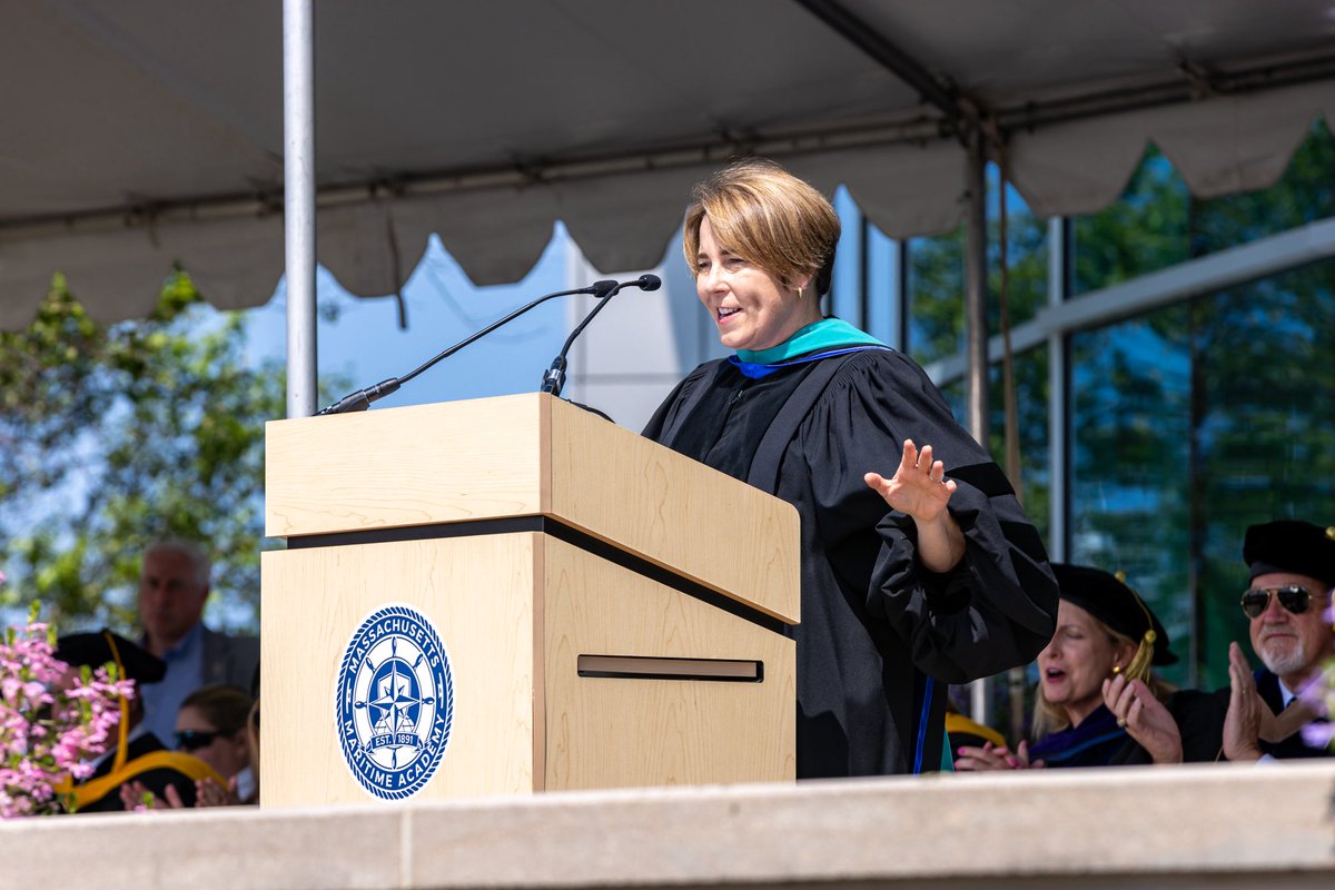 MassGovernor's tweet photo. For more than 130 years, Mass Maritime has been “The Commonwealth’s Leadership University.” Its alumni go on to serve our country and communities, and play key roles in our maritime economy. 

As Governor, I could not be more proud of this public, state institution and all of its graduates. Congratulations Class of 2025! 🎓⚓️