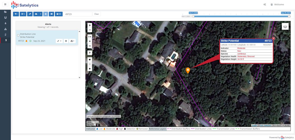 We’re expanding our offerings to the energy industry with our partner Satelytics:

🌳 A vegetation encroachment monitoring solution that leverages fresh satellite imagery to enable energy companies to prioritize sending ground crews to specific locations that need trimming (shown