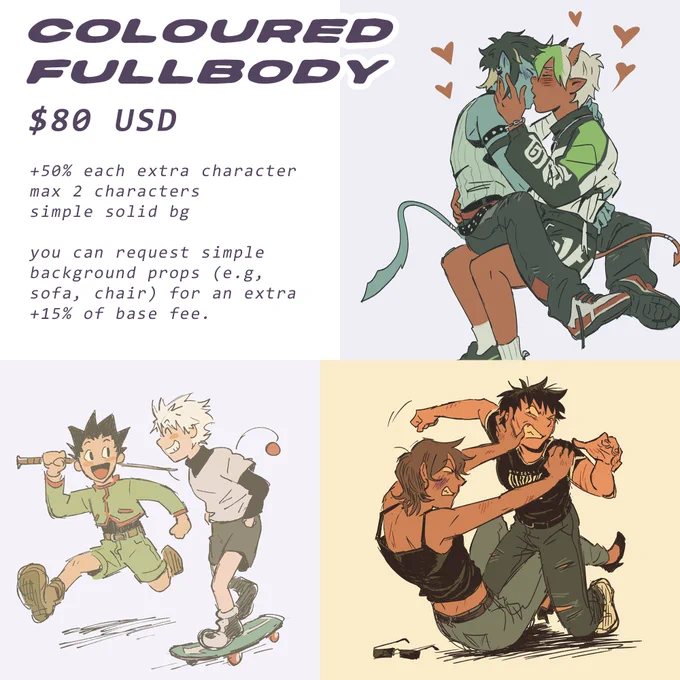 hey! I'm mostly through my current commission batch so i'm opening  commissions back up, this time just 5 slots and no chibis (sorry). if  you're interested, please take a look at the linked form below! shares appreciated, ty!!🙇   

not FCFS. Form will be up 'til it's filled! 