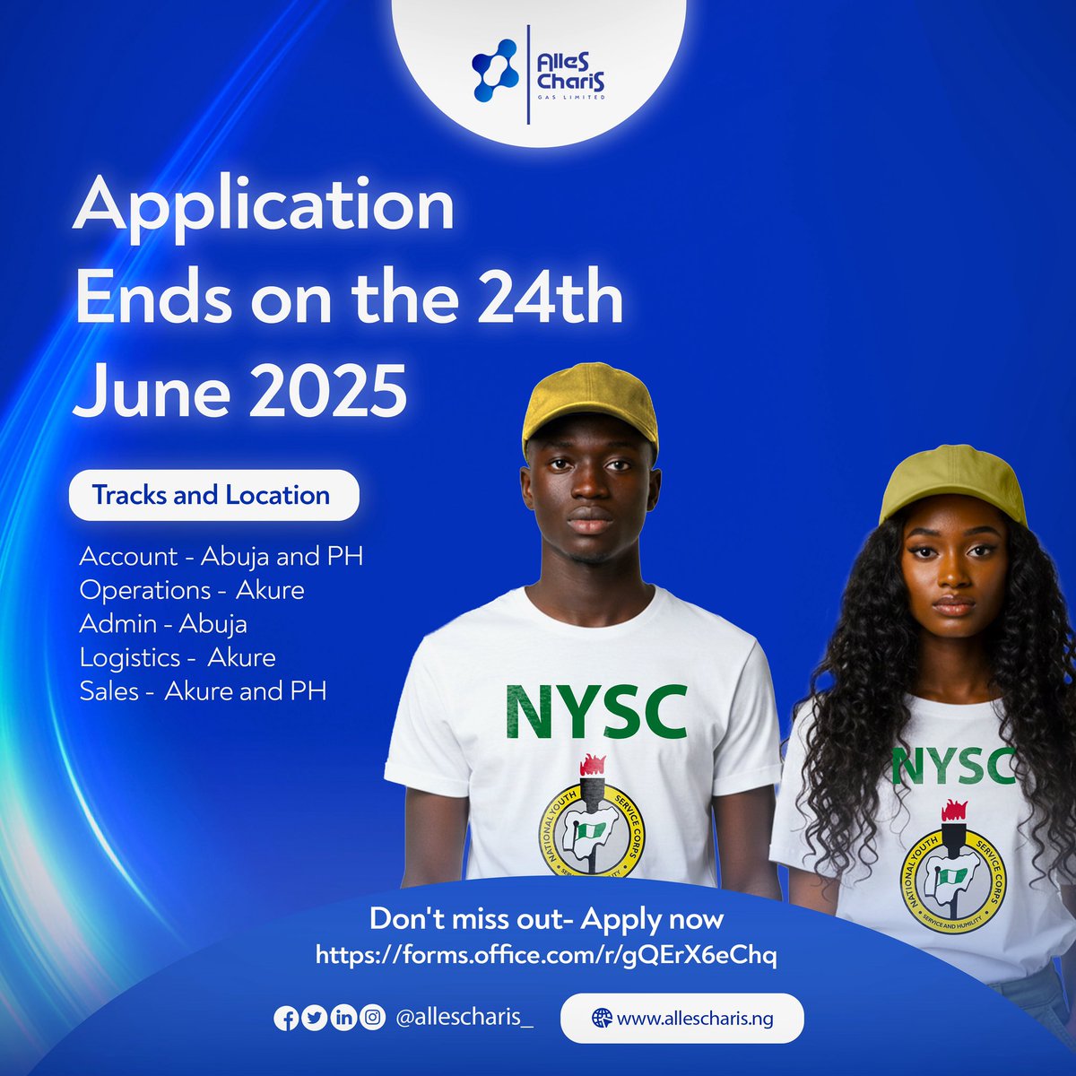 AllesCharis's tweet image. Application ends by 7am tomorrow 24th June 2025!!!!
Don’t miss this opportunity to launch a career for yourself!
Tell a corp member to tell a corp member!
#nysc #internship #InternshipProgramme