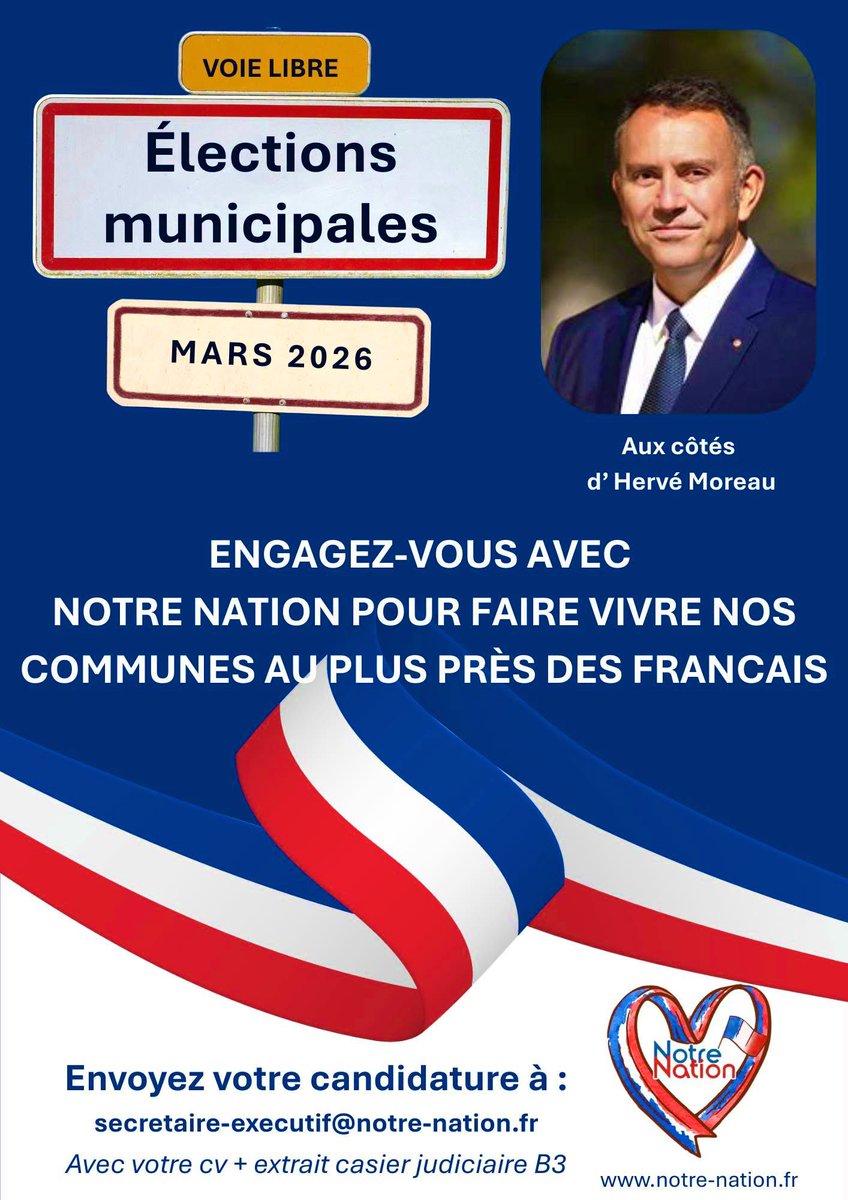 Soyez nombreux à vous engager pour faire vivre votre commune et servir le peuple de 🇫🇷 avec honneur et détermination. Rejoignez <a href="/Notre_Nation/">Notre Nation !</a> !