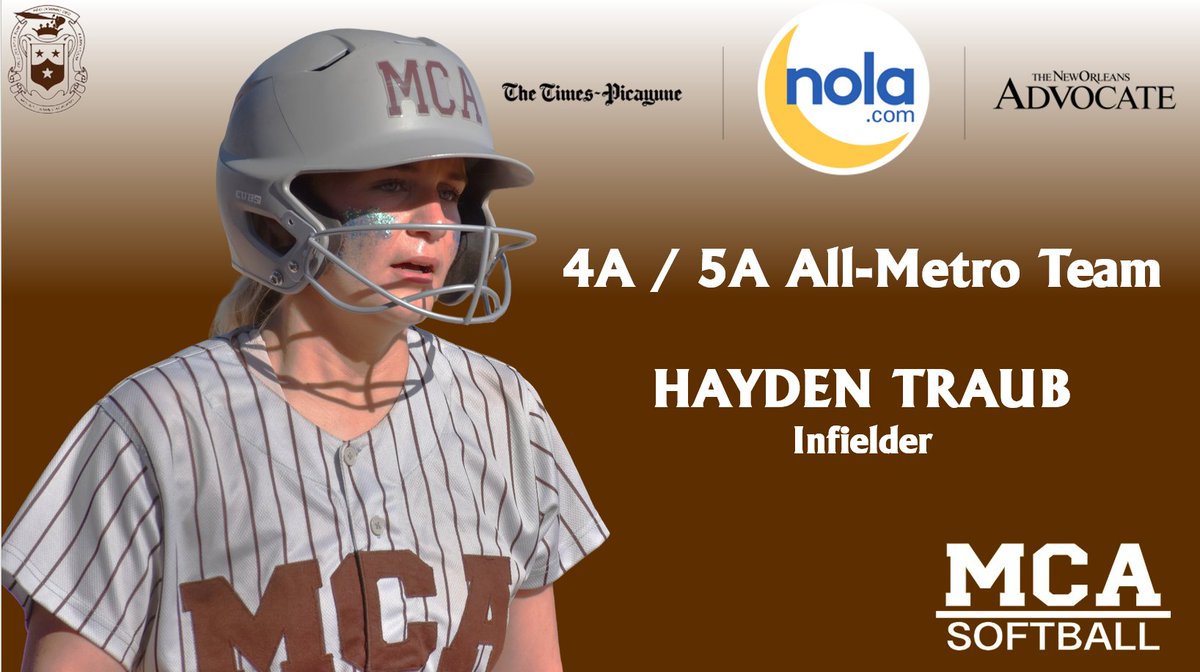 Congratulations to our 2 players named in NOLA / Times Picayune / Advocate New Orleans All-Metro softball teams.
Sr. <a href="/ChloeKrey/">Chloe Krey</a>  (P,1B) Utility
Jr. <a href="/TraubHayden/">Hayden Traub 2026</a>  (SS, P) Infielder

<a href="/mcacubs/">Mount Carmel Academy</a> <a href="/nolaprep/">NOLA.com Prep Sports</a> <a href="/CCSprep/">CCS Prep Coverage</a> <a href="/GeauxPrepsLA/">GeauxPreps.com</a> <a href="/CatholicLeague_/">Catholic League Sports</a> @Softball_La