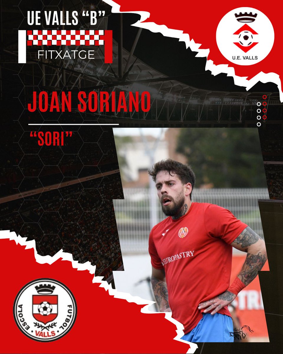 Unió Esportiva Valls (@uevalls) on Twitter photo 🔴⚪️| FITXATGE
Joan Soriano s'incorpora a la <a href="/UEValls/">Unió Esportiva Valls</a> B de cara al projecte 2025-2026 a #3Cat
Benvingut!!!
#3Cat16 #FutbolCat #EscolaValls #AmuntUEValls 🔴⚪️| FITXATGE
Joan Soriano s'incorpora a la <a href="/UEValls/">Unió Esportiva Valls</a> B de cara al projecte 2025-2026 a #3Cat
Benvingut!!!
#3Cat16 #FutbolCat #EscolaValls #AmuntUEValls