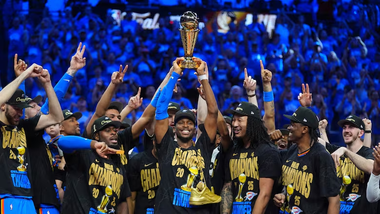 Hamilton's Shai Gilgeous-Alexander is the 4th player in <a href="/NBA/">NBA</a> history to win MVP, finals MVP, a scoring title and the NBA championship in the same season. His name is now beside legends Kareem, Shaq and MJ, who did it 4 times. It's his league now. #HamOnt
