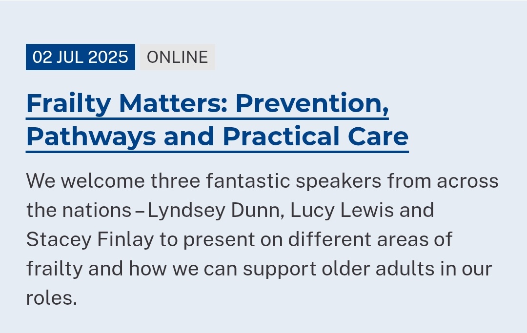 Lyndsey Dunn ( Also on Blue Sky) (@lyndseydunn7) on Twitter photo ๐ฃ๐ข๐ขAttention Nurses, AHPs, and all those who work with older people! Join the RCN Older People's Forum Webinar on July 2nd: <a href="/theRCN/">The RCN</a>" Frailty Matters: Prevention Pathways and Practical Care." with <a href="/LucyLew79/">Lucy Lewis</a> & <a href="/staceylou_18/">Stacey Finlay</a> <a href="/GeriSoc/">British Geriatrics Society</a> <a href="/FifeHSCP/">Fife Health & Social Care Partnership</a>
<a href="/nhsfife/">NHS Fife</a>.
I'll discuss the ๐ฃ๐ข๐ขAttention Nurses, AHPs, and all those who work with older people! Join the RCN Older People's Forum Webinar on July 2nd: <a href="/theRCN/">The RCN</a>" Frailty Matters: Prevention Pathways and Practical Care." with <a href="/LucyLew79/">Lucy Lewis</a> & <a href="/staceylou_18/">Stacey Finlay</a> <a href="/GeriSoc/">British Geriatrics Society</a> <a href="/FifeHSCP/">Fife Health & Social Care Partnership</a>
<a href="/nhsfife/">NHS Fife</a>.
I'll discuss the