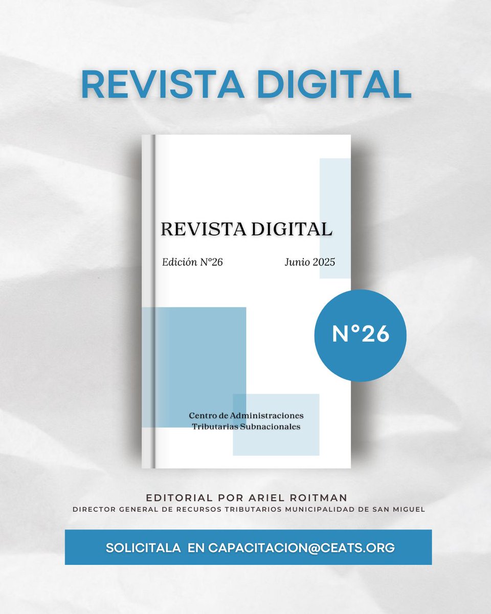 CeATS_ARGENTINA's tweet photo. Nos complace anunciar el lanzamiento de la edición Junio 2025 de nuestra Revista Digital.

Te invitamos a solicitarla en 📩capacitacion@ceats.org o bien en nuestra web en la sección “Biblioteca” ingresando con usuario y contraseña.

¡No te la pierdas! 🗞️

#CeATS #RevistaDigital https://t.co/lIp25VswrG