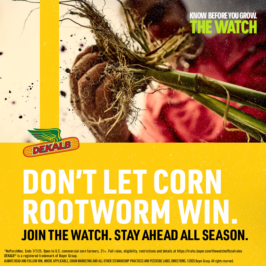Corn rootworm won’t wait, and neither should you. Join The Watch for a FREE* Corn Rootworm Pressure Starter Kit to make confident trait decisions. Start scouting now. Stay ahead all season: dekalbasgrow.co/TheWatch