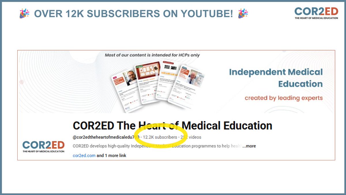 guconnectinfo's tweet image. 🎉COR2ED has over 12k subscribers on YouTube! 🎉
Do you follow us?
▶️youtube.com/@cor2edthehear…
Join over 12k HCPs on our YouTube channel and stay up to date with #MedEd videos as they’re released 🎓
#MedicalEducation #Oncology #GUtwitter