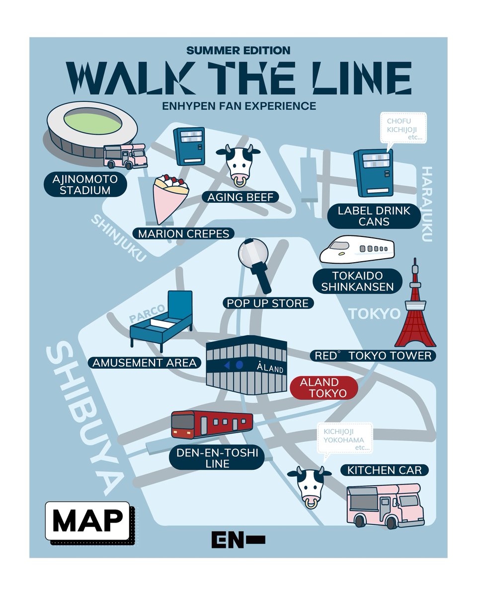 ENHYPEN_JP's tweet photo. ／
『ENHYPEN WORLD TOUR ‘WALK THE LINE’ IN JAPAN -SUMMER EDITION-：Fan Experience』東京プログラムのMAP公開🗺️❗️
＼

東京のプログラムMAPを公開いたしました🎉
ニュースページの情報も一部更新されているのでぜひチェックしてみてください👀

詳しくはこちら→ https://t.co/7VBQd7vzn2

#ENHYPEN
#ENHYPEN_FANEXPERIENCE_JP
#EN_WORLDTOUR_WALKTHELINE 
#WALKTHELINE_IN_JAPAN