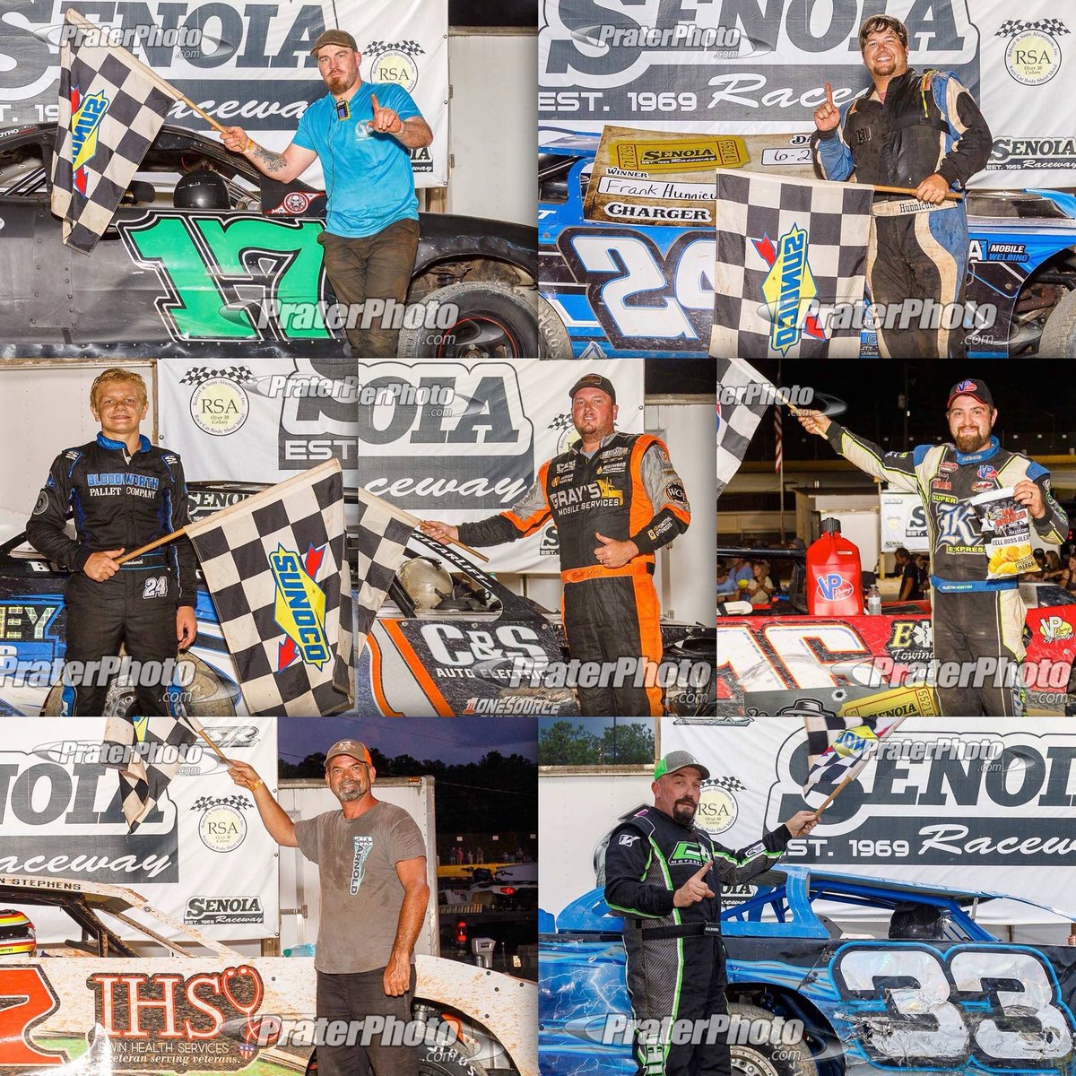 SenoiaR's tweet image. 🏁 Congratulations to our Senoia Raceway winners from Saturday night! 🏁
Hobby: Joe Hillman #33
Bomber: Shanon Stephens #17S
Modified: Brett Gray #17G
602: Austin Bloodworth #24
602 Charger: Frank Hunnicutt #24
Hot Shot: Allen Jones #17
Topless Outlaws: Austin Horton #16
