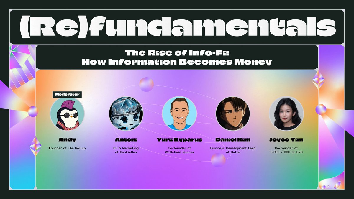 AltLayer (@alt_layer) on Twitter photo 🟣 (Re)fundamentals Panel Reveal #1 🟣
Tune in to "The Rise of InfoFi":
<a href="/ayyyeandy/">Andy</a>, <a href="/therollupco/">The Rollup</a>
<a href="/antoni_web3/">antoni.eth</a>, <a href="/Cookie3_com/">Cookie3 🍪</a>
<a href="/kyparus/">yurii | quacks.app</a>, <a href="/wallchain_xyz/">Wallchain Quacks</a>
<a href="/0xSupa/">Supa</a>, <a href="/Galxe/">Galxe</a>
<a href="/joyceyim/">joyce | EVG & T-REX</a>, <a href="/EVGHQ/">Everest Ventures Group (EVG)</a> & <a href="/TREX_chain/">T-REX 🦖</a>
📆 July 2
📍 Canopy by Hilton, Cannes
lu.ma/refundamentals 🟣 (Re)fundamentals Panel Reveal #1 🟣
Tune in to "The Rise of InfoFi":
<a href="/ayyyeandy/">Andy</a>, <a href="/therollupco/">The Rollup</a>
<a href="/antoni_web3/">antoni.eth</a>, <a href="/Cookie3_com/">Cookie3 🍪</a>
<a href="/kyparus/">yurii | quacks.app</a>, <a href="/wallchain_xyz/">Wallchain Quacks</a>
<a href="/0xSupa/">Supa</a>, <a href="/Galxe/">Galxe</a>
<a href="/joyceyim/">joyce | EVG & T-REX</a>, <a href="/EVGHQ/">Everest Ventures Group (EVG)</a> & <a href="/TREX_chain/">T-REX 🦖</a>
📆 July 2
📍 Canopy by Hilton, Cannes
lu.ma/refundamentals