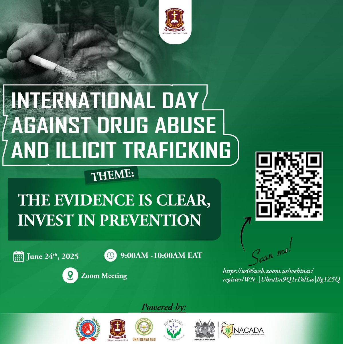 🚨 BREAKING THE CYCLE STARTS WITH YOU! 🚨

📢 TOMORROW! Join the Kiambu County Office for a powerful pre-IDADA webinar as we gear up for the International Day Against Drug Abuse &amp; Illicit Trafficking (IDADA 2025)!

🗓 Date: Tuesday, 24th June 2025
⏰ Time: 9:00 AM - 10:00 AM
📍