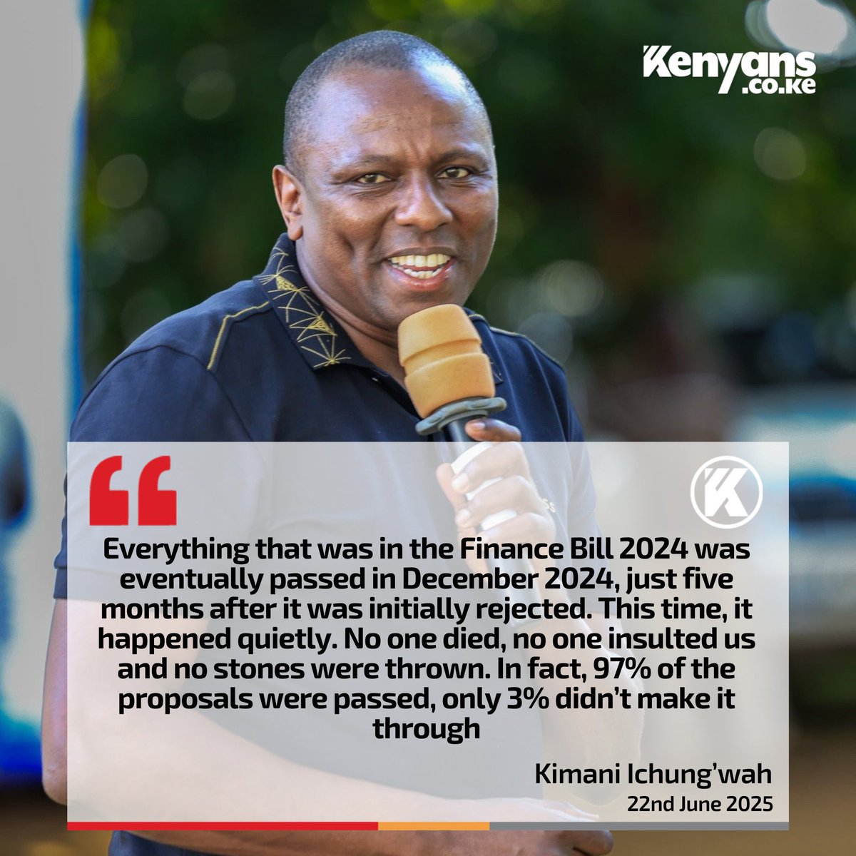 Pwani Chapter SJC (@psjc_wg) on Twitter photo We have to drain the swamp, honestly. The arrogance of politicians in this country is just unbelievable.
<a href="/KIMANIICHUNGWAH/">Kimani Ichung’wah</a> is says even though Kenyans rejected the finance bill 2024, they still went ahead and passed it.
#Repost #DrainTheSwamp #Mashujawetu #OccupyEverywhere We have to drain the swamp, honestly. The arrogance of politicians in this country is just unbelievable.
<a href="/KIMANIICHUNGWAH/">Kimani Ichung’wah</a> is says even though Kenyans rejected the finance bill 2024, they still went ahead and passed it.
#Repost #DrainTheSwamp #Mashujawetu #OccupyEverywhere