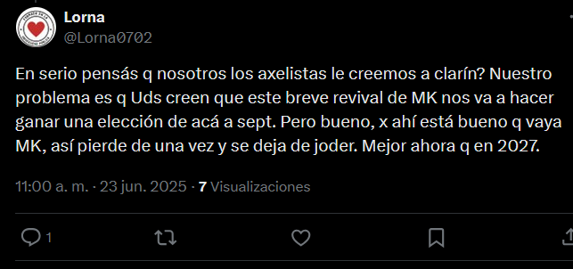 ArielBiologist's tweet photo. Que ganas de patear en contra que tienen. A mi no me gusta Massa pero jamás me verán diciendo "ojalá vaya ahora así pierde de una vez y se dejan de joder". Deberían desear que a todos nuestros dirigentes les vaya bien.
Con Axel solo no llegan ni a la esquina. #EsConTodos https://t.co/cydnBaoUbR