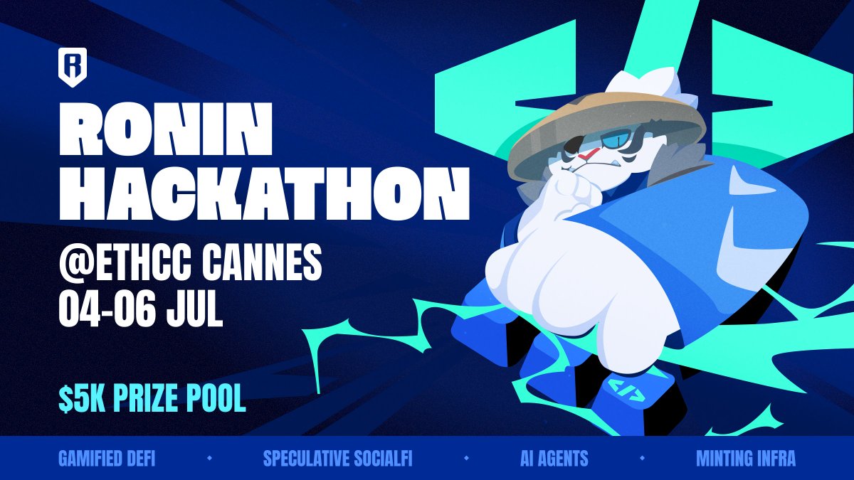 Ronin (@ronin_network) on Twitter photo Ronin is heading to <a href="/EthCC/">EthCC - Ethereum Community Conference</a> Cannes!
Join us on the ground at EthCC for the Ronin <> ETHGlobal Hackathon ⚔️
- $5K in bounties
- Meet the Ronin team IRL
- Build where games scale
Secure your spot 👇
🔗 : bit.ly/4k3TBzU
Full announcement 👇
📜 : blog.roninchain.com/p/ronin-is-hea… Ronin is heading to <a href="/EthCC/">EthCC - Ethereum Community Conference</a> Cannes!
Join us on the ground at EthCC for the Ronin <> ETHGlobal Hackathon ⚔️
- $5K in bounties
- Meet the Ronin team IRL
- Build where games scale
Secure your spot 👇
🔗 : bit.ly/4k3TBzU
Full announcement 👇
📜 : blog.roninchain.com/p/ronin-is-hea…