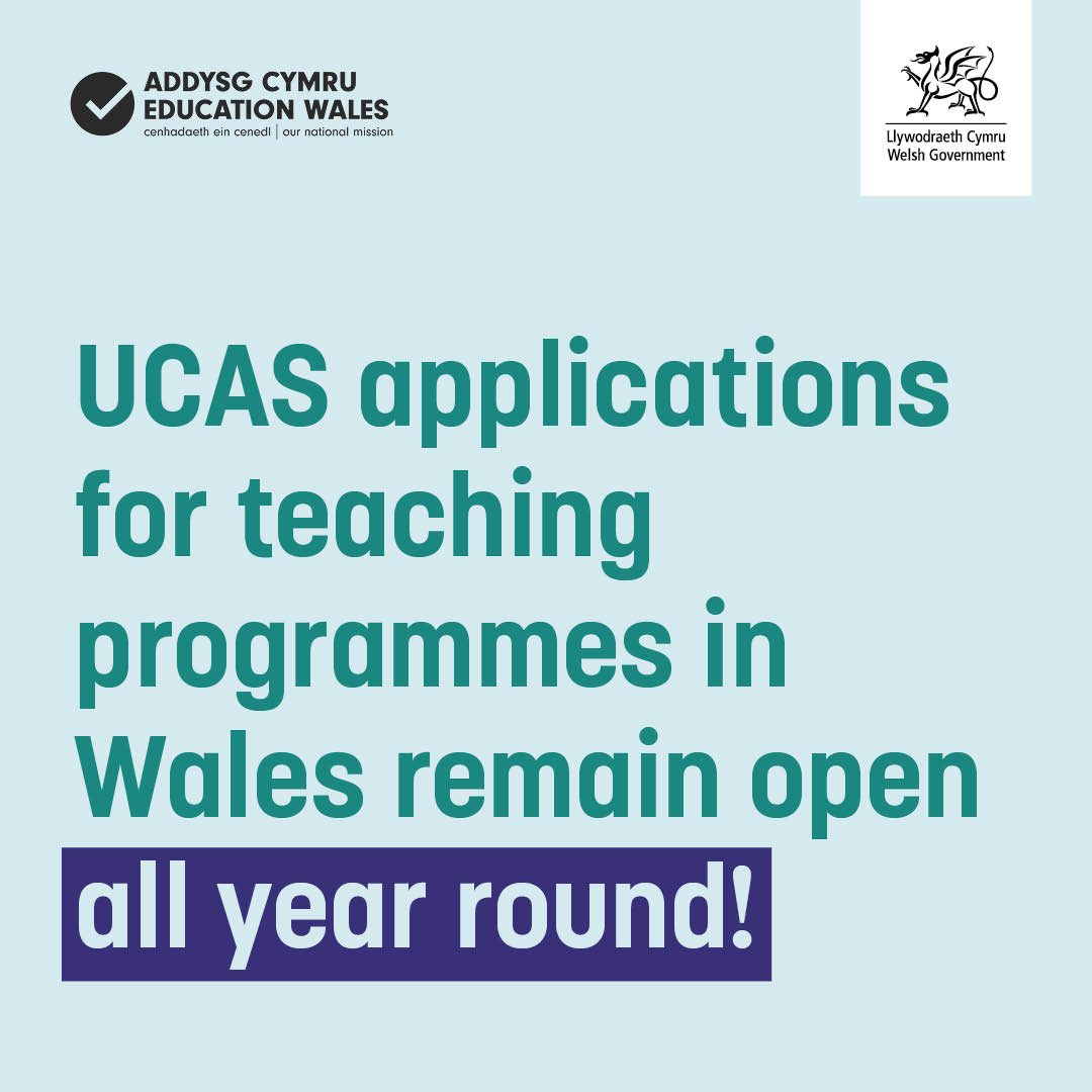 TeachingWales's tweet image. The UCAS course search tool is live!
digital.ucas.com/coursedisplay/…
Also, applications for teaching programmes in Wales remain open all year round.
Apply today 📅
#TeachingWales
#UCAS
@Athrofa
@ITEcardiffmet
@SwanseaUni
@BangorUni
