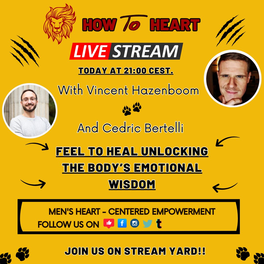 HowToHeartShow's tweet image. 🔴 LIVE at 21:00 CEST — on the HowToHeartShow!
Talking healing &amp;amp; emotions with Cedric Bertelli.

💥 Ready for change?

🕘 Join us LIVE at 21:00 CEST!

💬 Watch it on Facebook: facebook.com/vincent.hazenb…

#HowToHeartShow #LiveInterview #EmRes