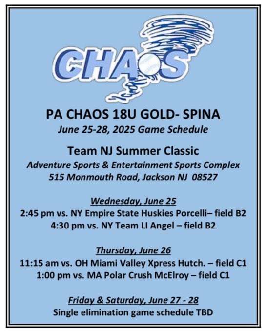 Next up is the Team NJ Summer Classic in Jackson, NJ!