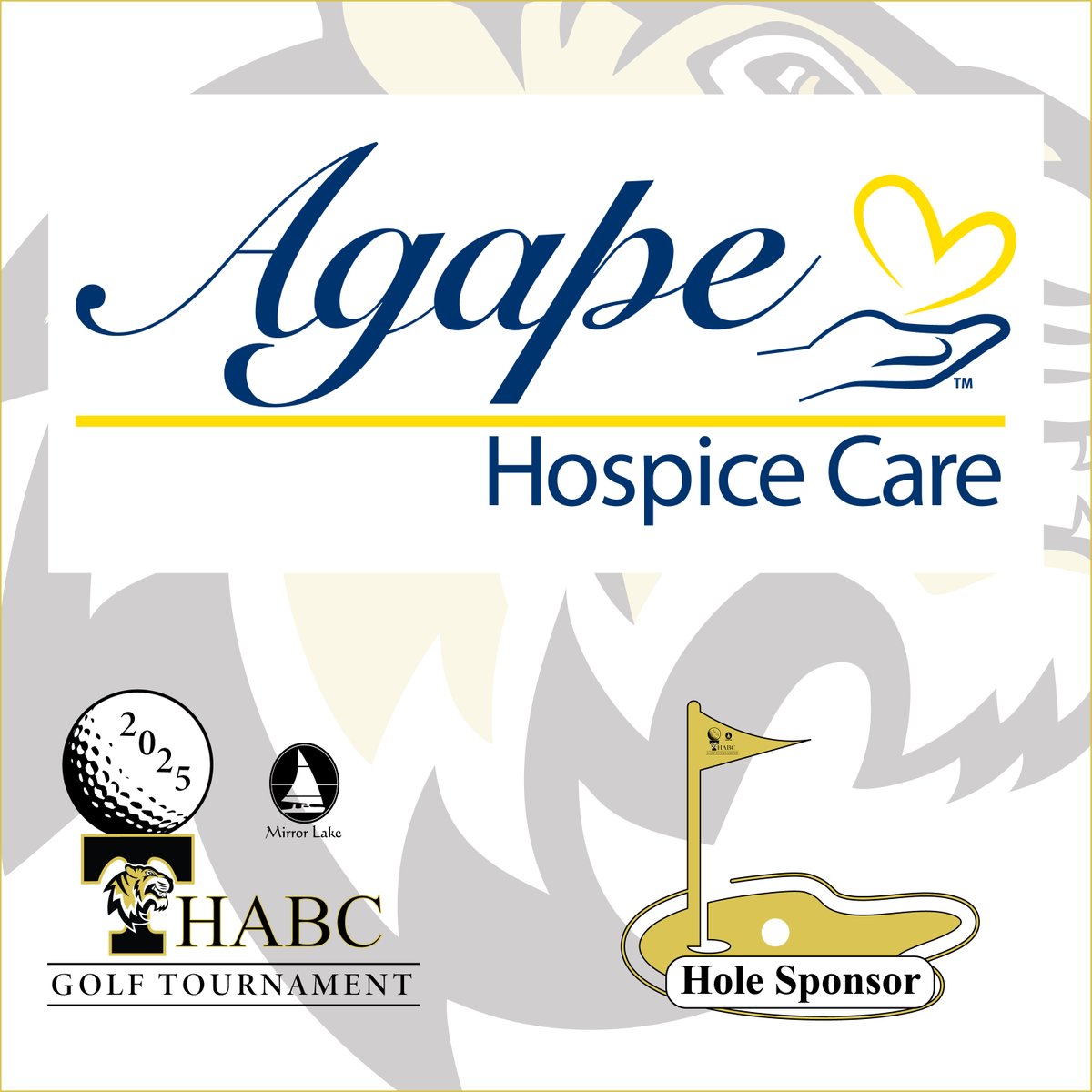 The THABC is proud to announce that Agape Hospice Care will be partnering with us as a Hole Sponsor during this Friday's 2025 THABC Golf Tournament at Mirror Lake Golf Club in support of Temple High School Athletics. #TigerNation