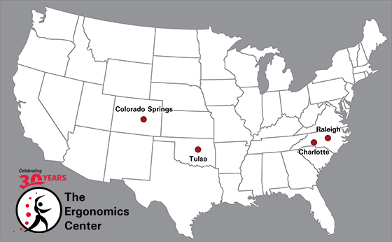 We have 4 offices spread across the U.S. Contact Heather White or Jeff Hoyle in Charlotte, NC; Gary Downey in Tulsa, OK; Ariana Ince in Colorado Springs, CO; or Will Heath in Raleigh, NC to worker safety and optimize business performance.
lnkd.in/gmUqEUKA
#ergonomics
