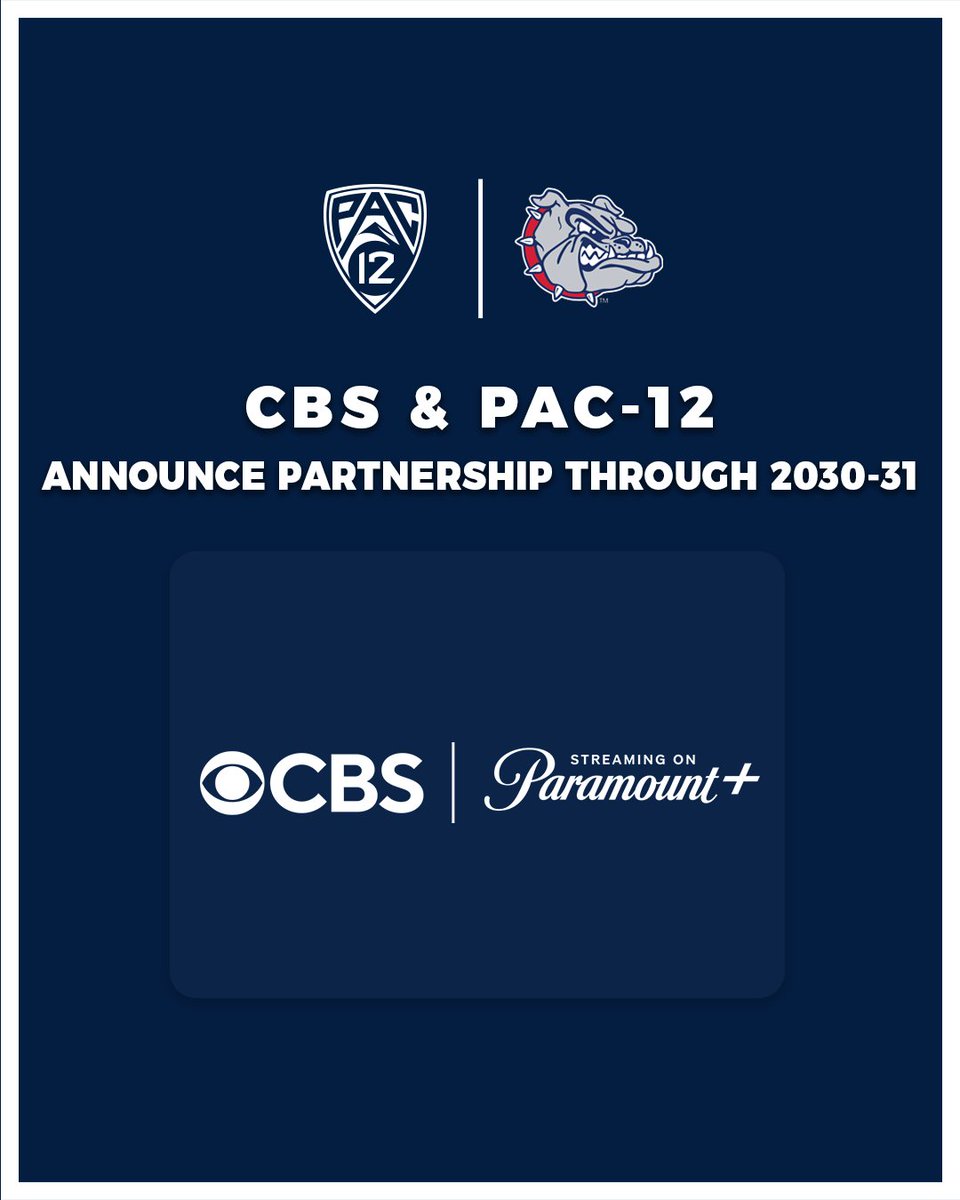 Gonzaga Athletics (@gonzagabulldogs) on Twitter photo CBS Sports and <a href="/pac12/">Pac-12 Conference</a> Extend Partnership through 2030-31 Season
๐ฐPress Release: tinyurl.com/5evy93tp CBS Sports and <a href="/pac12/">Pac-12 Conference</a> Extend Partnership through 2030-31 Season
๐ฐPress Release: tinyurl.com/5evy93tp