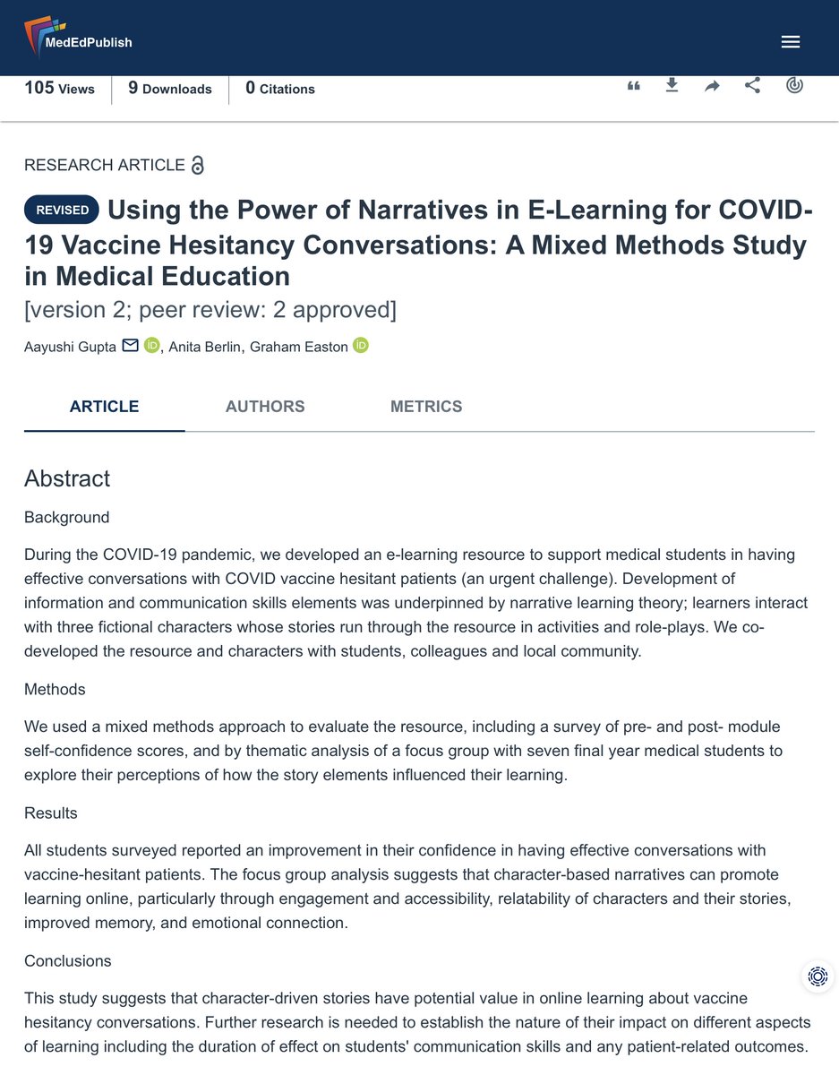 Using narratives in e-learning helps health professions education students tackle COVID-19 vaccine hesitancy with confidence.

what are your thoughts? Let us know ⬇️

🔗 Read the study: ow.ly/AO0850WePE1

#HealthProfessionsEducation #Elearning