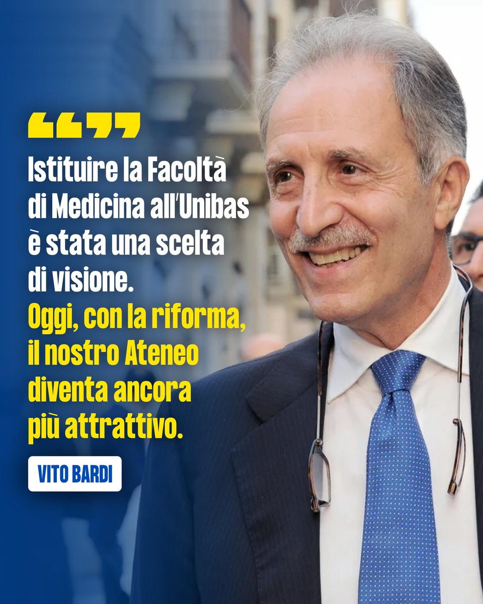 La Riforma del Ministro <a href="/BerniniAM/">Anna Maria Bernini 🇮🇹</a> rafforza il nostro ateneo e la nostra scelta di istituire la facoltà di #medicina all’ #Unibas.

Da oggi iscrizioni aperte senza test di ammissione. 

L’università è così più accessibile e inclusiva.