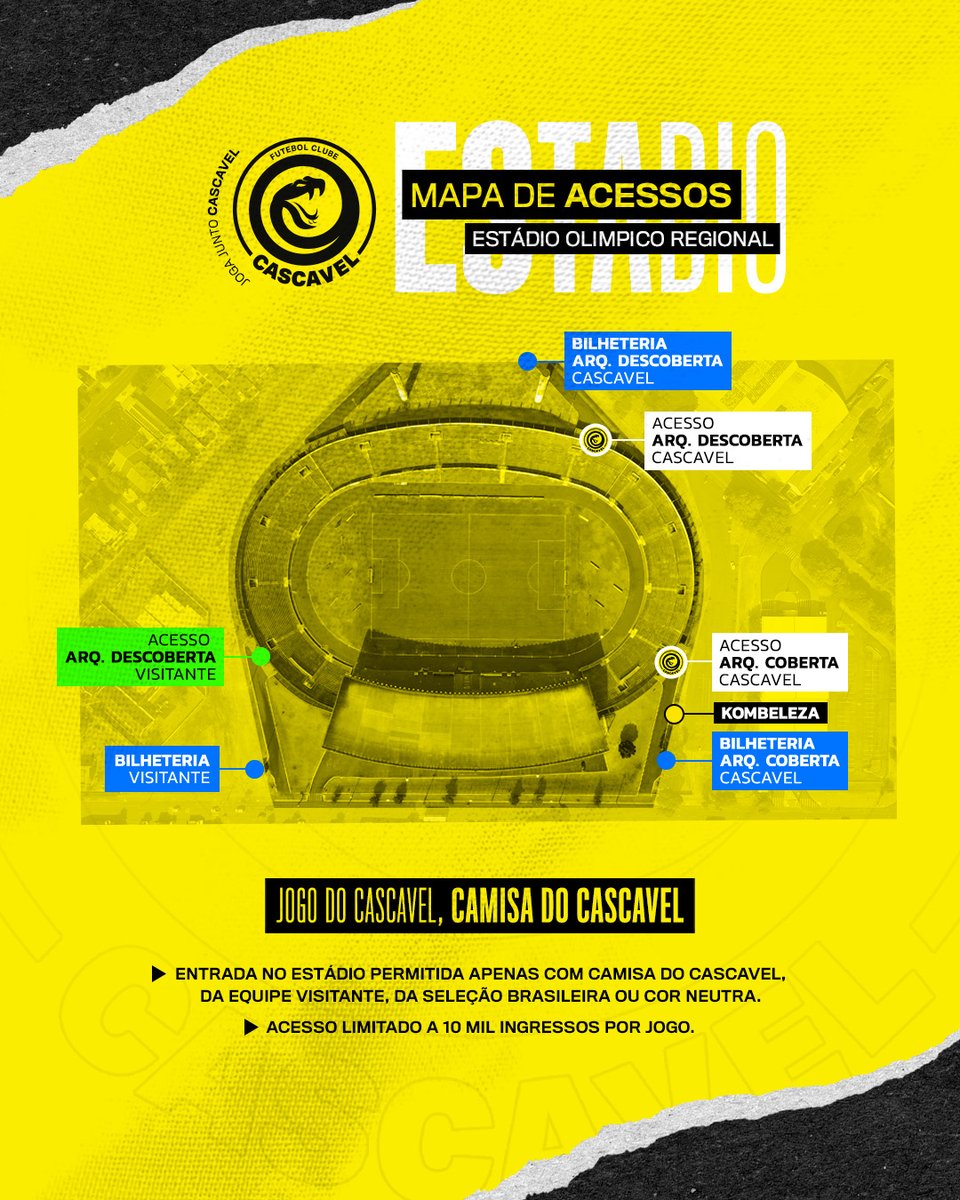 fc_cascavel's tweet photo. endas Abertas! 🟡⚫

Neste sábado (28), às 15h30, a Serpente enfrenta o Monte Azul no Estádio Olímpico Regional, pela 10ª rodada da Série D 2025.

🎟️ Adquira seu ingresso nas lojas oficiais do FC Cascavel ou online pelo site https://t.co/ahq52OQjfJ

#JogaJuntoCascavel #FCCascavel https://t.co/hJuL8lAYOe