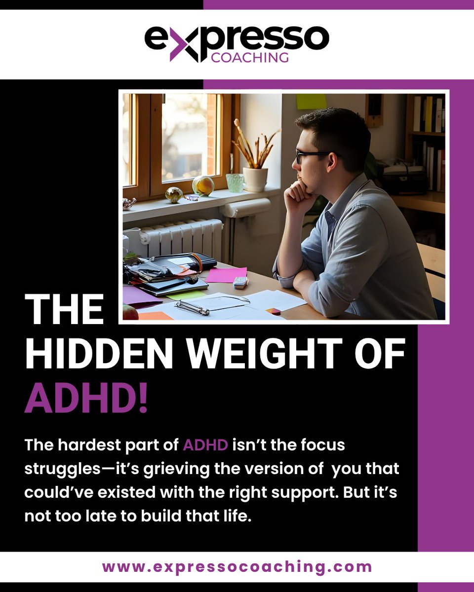 ADHDExpresso's tweet photo. ADHD grief is real. The missed chances, the “should’ve beens,” the constant pressure to be different—it adds up.

But you still have time. With the right tools, you can create the life that once felt out of reach.

Learn more at: https://t.co/DnVkEShOFz
.
.
.
.
.
#ExpressoCoaching #adhd #adhdworld #adhdcoaching #adhdentrepreneur #adhdstruggles #adhdcoaching #adhdlife #adhdcommunity #adhdfocus #adhdgoals #adhdtransformation #adhdsupport #adhdhelp