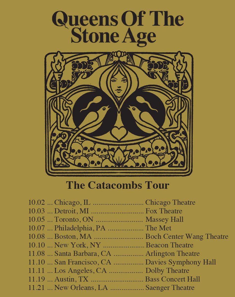 Queens Of The Stone Age have announced The Catacombs Tour, a series of special shows in North America’s most historical theaters!