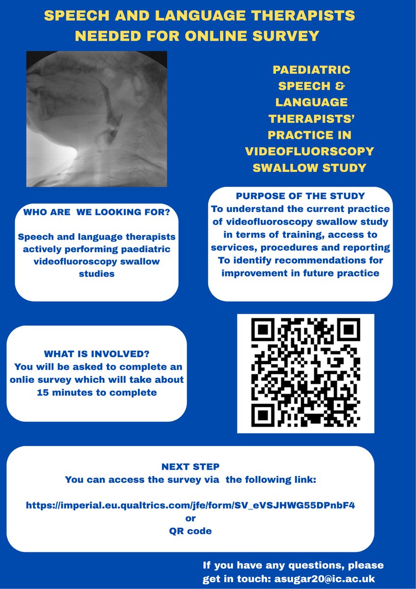 Louise (she/her) ๐ณ๏ธโ๐ (@sltloulou) on Twitter photo โผ๏ธThanks to those that have already shared & tried to complete
๐จPlease note: updated info & survey link ๐๐ป
๐ป Please complete & share
imperial.eu.qualtrics.com/jfe/form/SV_eVโฆ
Sent on behalf of <a href="/AnalouSugar/">Analou Sugar</a> , as part of her PhD research.
#paeds #peds #VFSS #EDS #slpeeps #wespeechies โผ๏ธThanks to those that have already shared & tried to complete
๐จPlease note: updated info & survey link ๐๐ป
๐ป Please complete & share
imperial.eu.qualtrics.com/jfe/form/SV_eVโฆ
Sent on behalf of <a href="/AnalouSugar/">Analou Sugar</a> , as part of her PhD research.
#paeds #peds #VFSS #EDS #slpeeps #wespeechies
