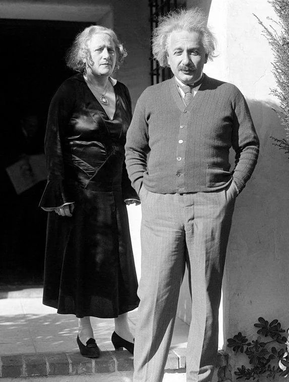 Einstein and his wife.

What do you notice about the "wife"?