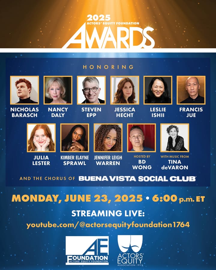 The Actors' Equity Foundation Awards are tonight at 6 p.m. ET! 
Be sure to tune into the Foundation's YouTube channel to watch the award ceremony live. 
youtube.com/@actorsequityf…