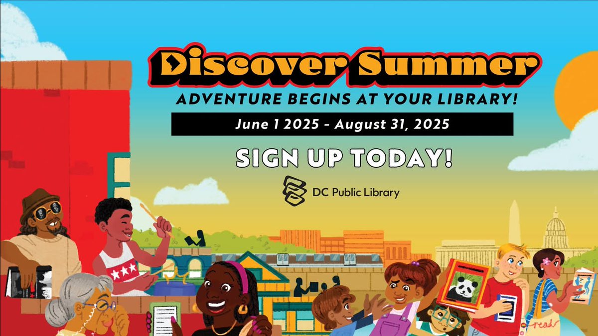 Discover Summer with books, bingo, and your neighborhood library! 📚☀️
Join DC Public Library’s all-ages reading adventure happening now through Aug. 31 — packed with fun, learning, and prizes!

📲 Register here: bit.ly/4k8neRm