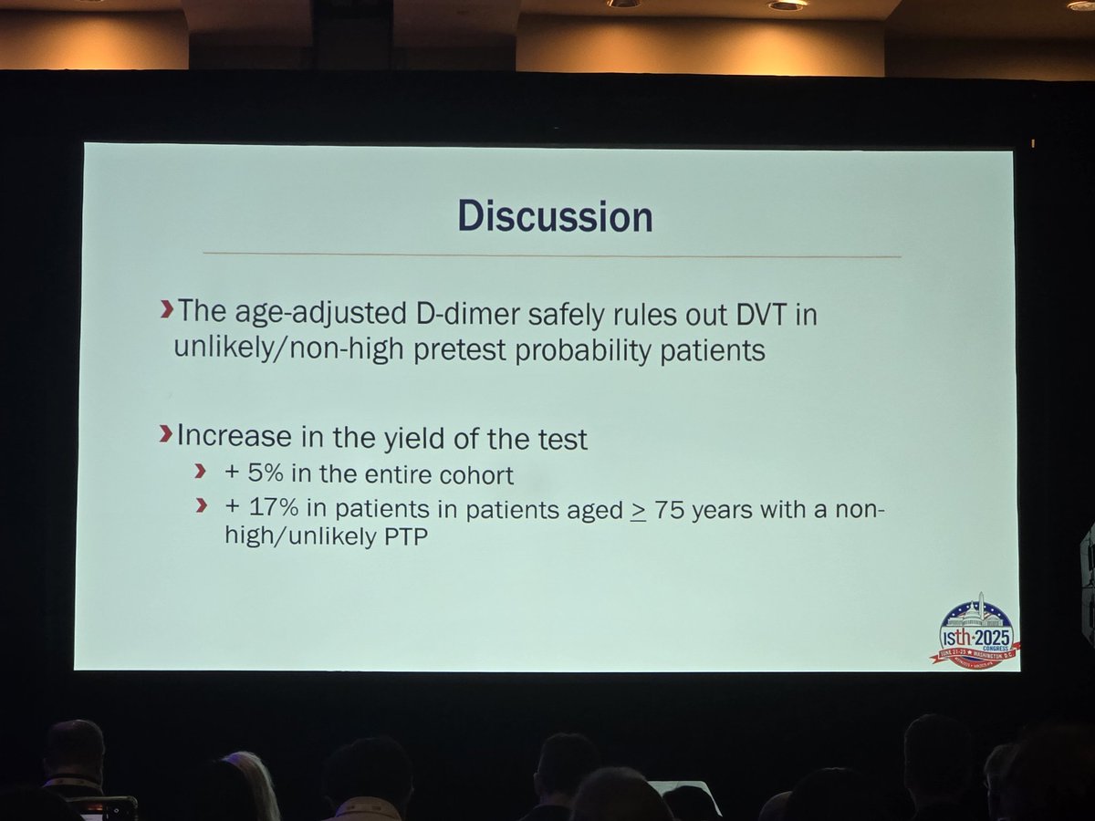 GuillaumeRobMD's tweet image. D-dimères ajustés pour l’âge à appliquer dans la stratégie diagnostique des TVP. Étude Adjust-DVT
#ISTH2025
